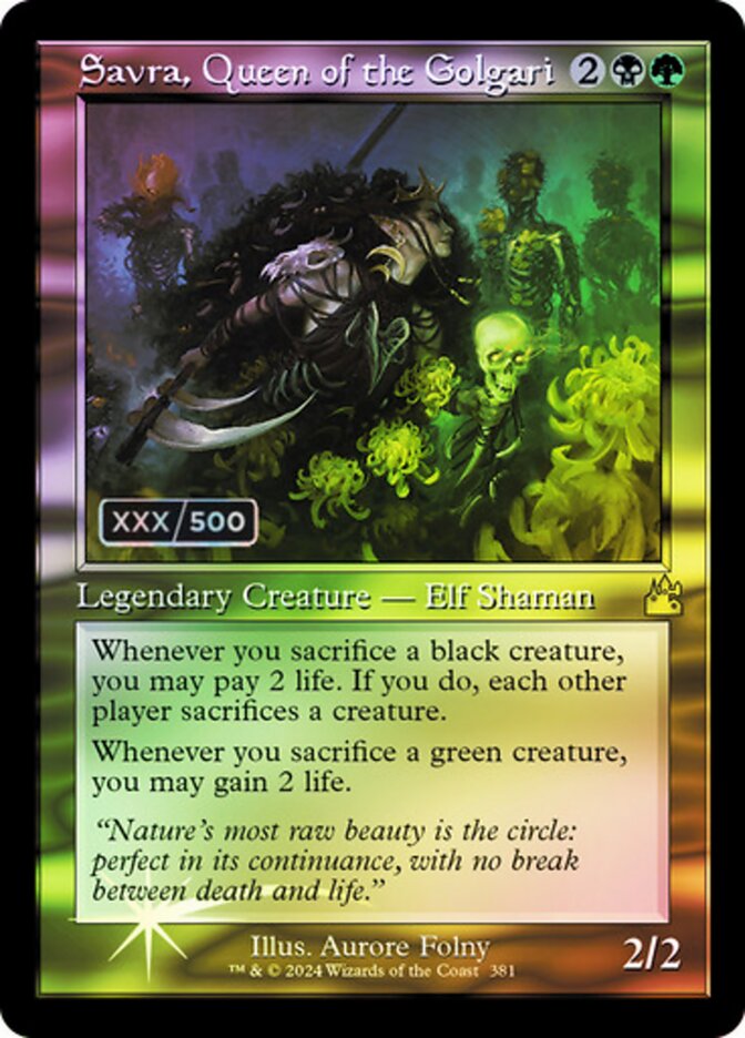 Savra, Queen of the Golgari (Retro Frame) (Serial Numbered)