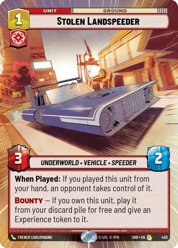 Stolen Landspeeder (Hyperspace) (SHD 430) - Star Wars Unlimited