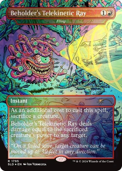 Beholder's Telekinetic Ray - Fling (Rainbow Foil) [Secret Lair Drop Series] - Magic: The Gathering