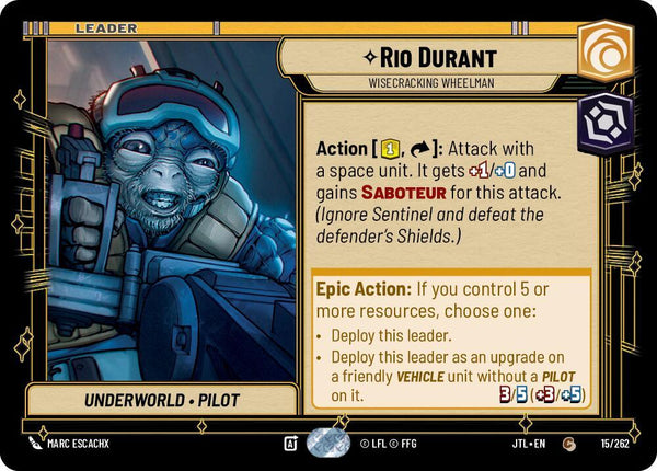 Rio Durant - Wisecracking Wheelman - Star Wars Unlimited