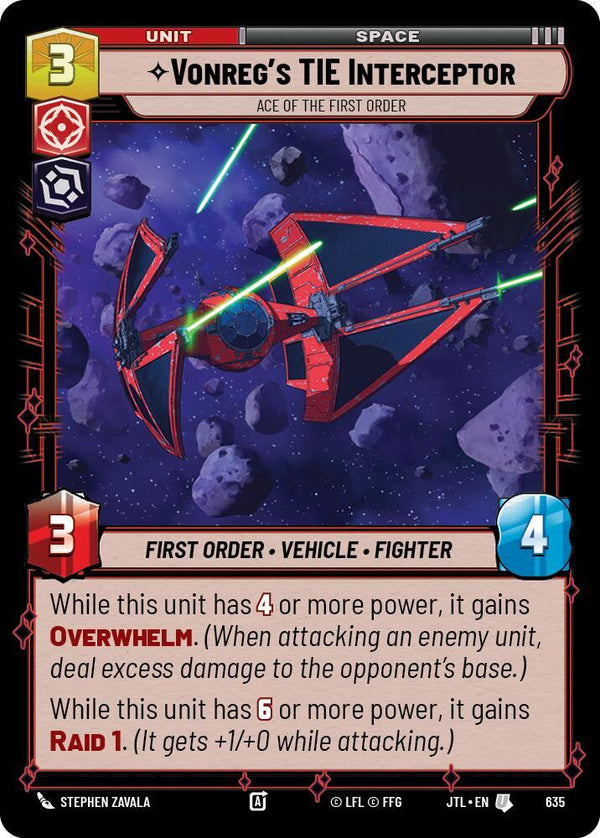 Vonreg's TIE Interceptor - Ace of the First Order (Foil) - Star Wars Unlimited