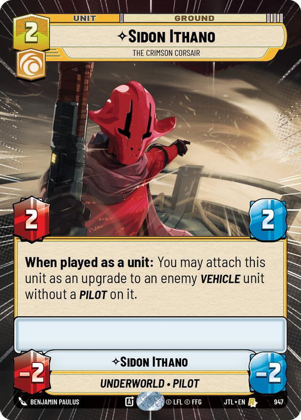Sidon Ithano - The Crimson Corsair (Hyperspace Foil) - Star Wars Unlimited