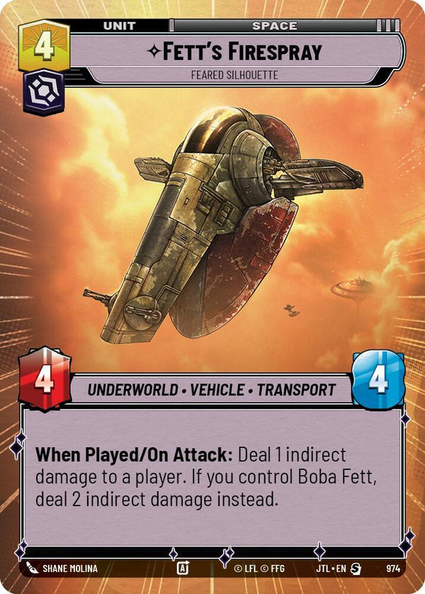 Fett's Firespray - Feared Silhouette (Hyperspace Foil) - Star Wars Unlimited