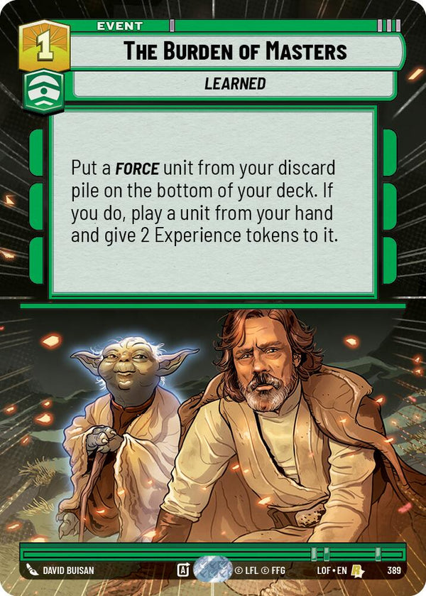 The Burden of Masters (389) (Hyperspace) (389) [Legends of the Force] - Fantasy Flight Games