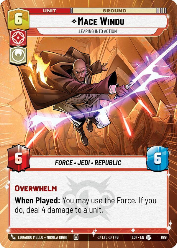 Mace Windu - Leaping into Action (Hyperspace Foil) - Star Wars Unlimited