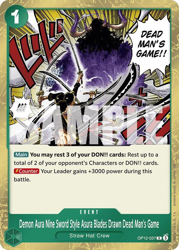 Demon Aura Nine Sword Style Asura Blades Drawn Dead Man's Game (OP12-037) - One Piece Card Game