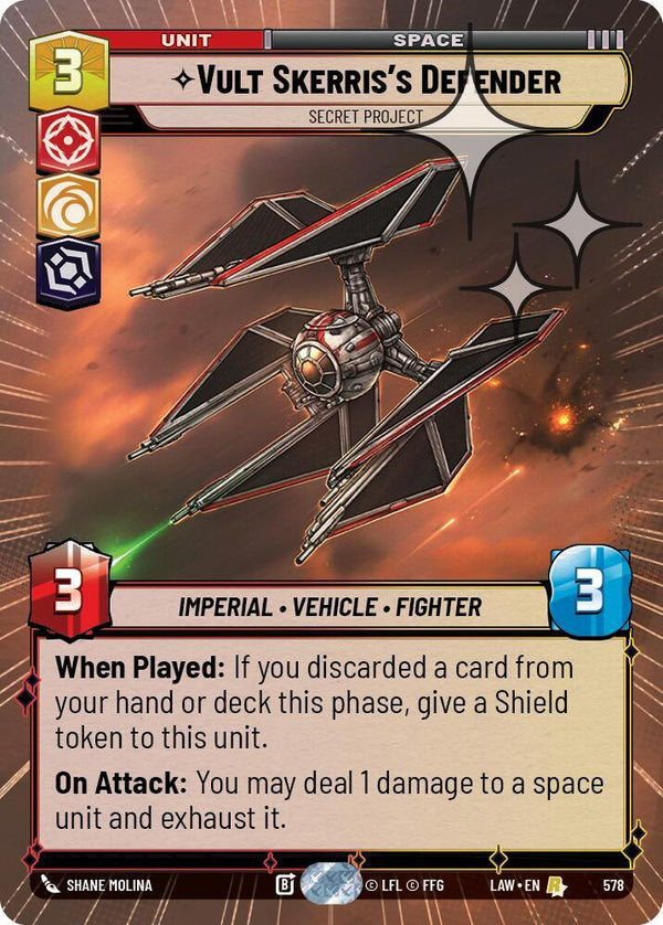 Vult Skerris's Defender - Secret Project (Hyperspace Foil) - Star Wars Unlimited