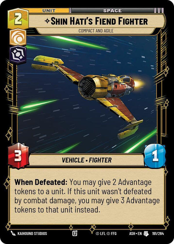 Shin Hati's Fiend Fighter - Compact and Agile - Star Wars Unlimited