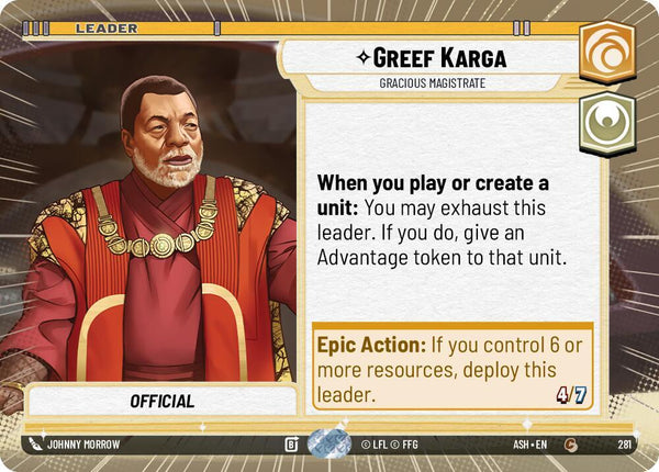 Greef Karga - Gracious Magistrate (Hyperspace) - Star Wars Unlimited