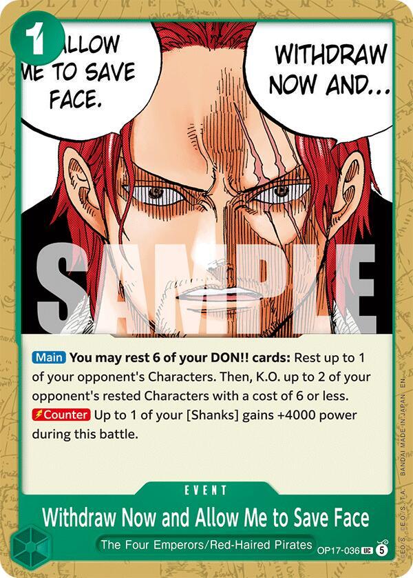 Withdraw Now and Allow Me to Save Face