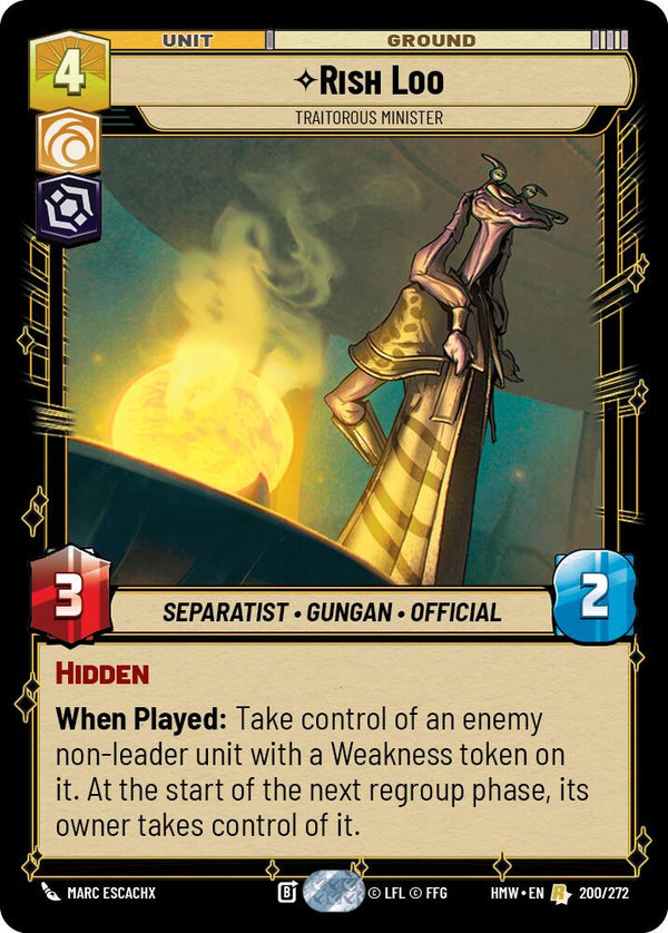 Rish Loo - Traitorous Minister (HMW 200/272) - Star Wars Unlimited