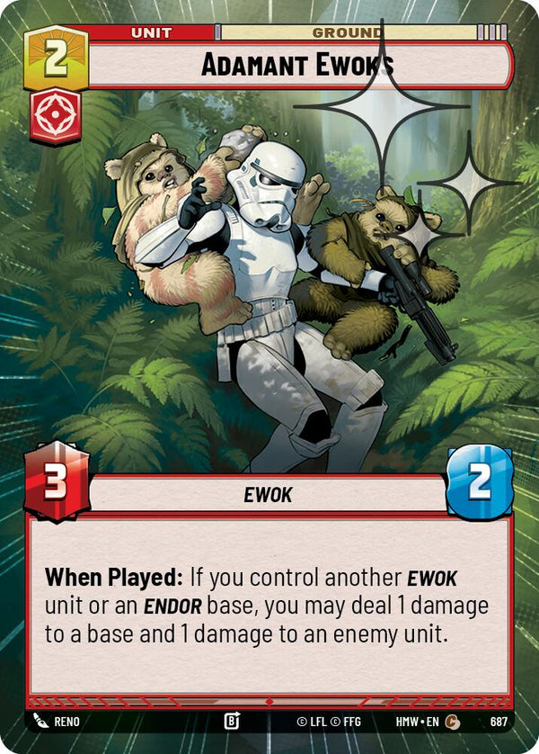 Adamant Ewoks (Hyperspace Foil) (HMW 687) - Star Wars Unlimited