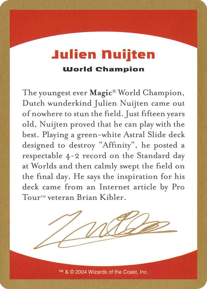 2004 Julien Nuijten Biography Card