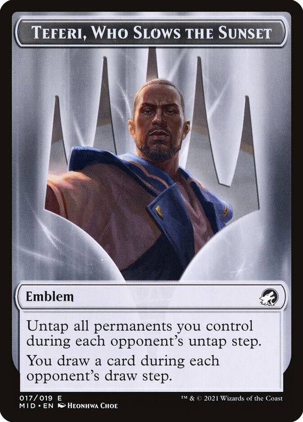 Emblem - Teferi, Who Slows the Sunset (MID 17) - Magic: The Gathering