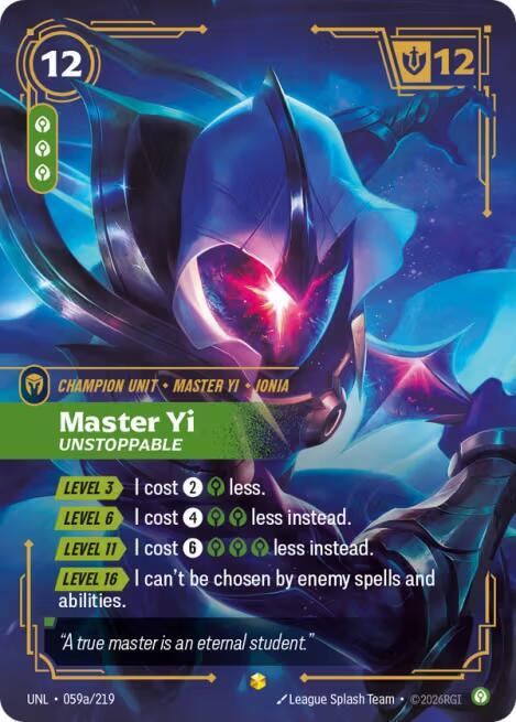 Master Yi, Unstoppable (Alternate Art) (UNL 059a/219) - Riftbound: League of Legends TCG